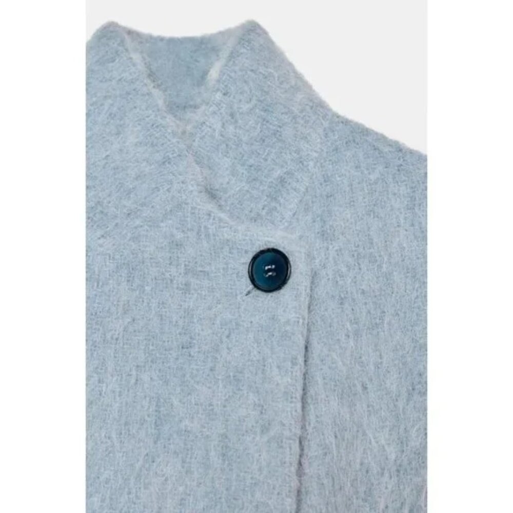 NWT ZARA BLUE STRAIGHT COAT WITH MANTECO WOOL ZW COLLECTION - Picture 5 of 7